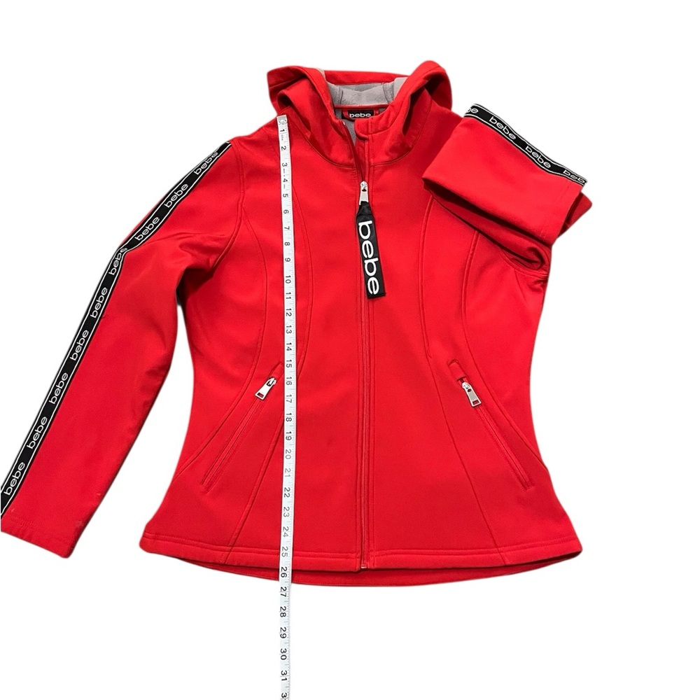 Bebe Women's Red Full Zip-Up Hoodie Lightweight Rain Waterproof Jacket S/M/L - Picture 4 of 8